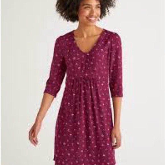 Boden Red V-Neck Fit and Flare Midi Dress - Picture 2 of 11